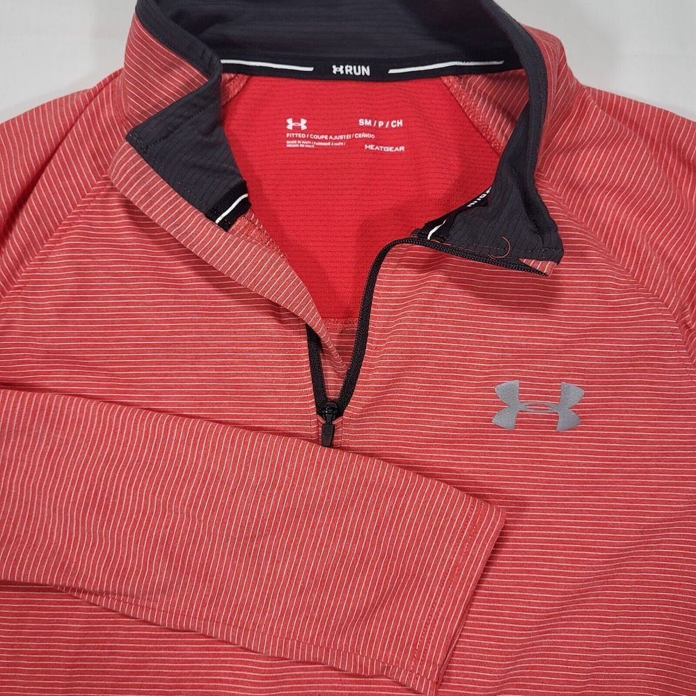 Under Armour Run HeatGear‎ Men's Small Fitted Red 1/4 Zip Long Sleeve Pullover